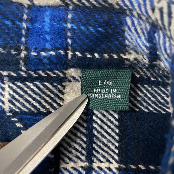 Orvis Flannel Shacket Shirt Jacket Mens Large Blue Check Plaid Cotton - Picture 6 of 12